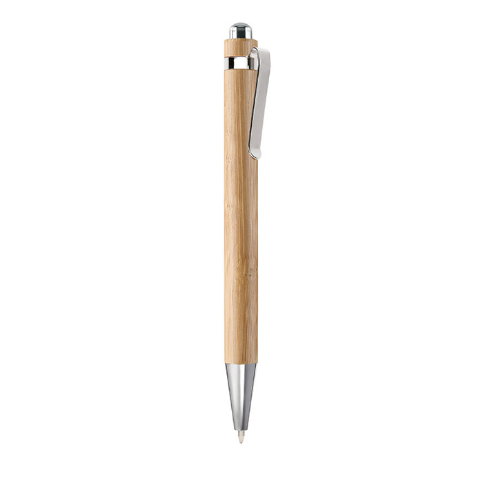 Balpen-met-zilveren-details-Bamboe-bedrukken-beige