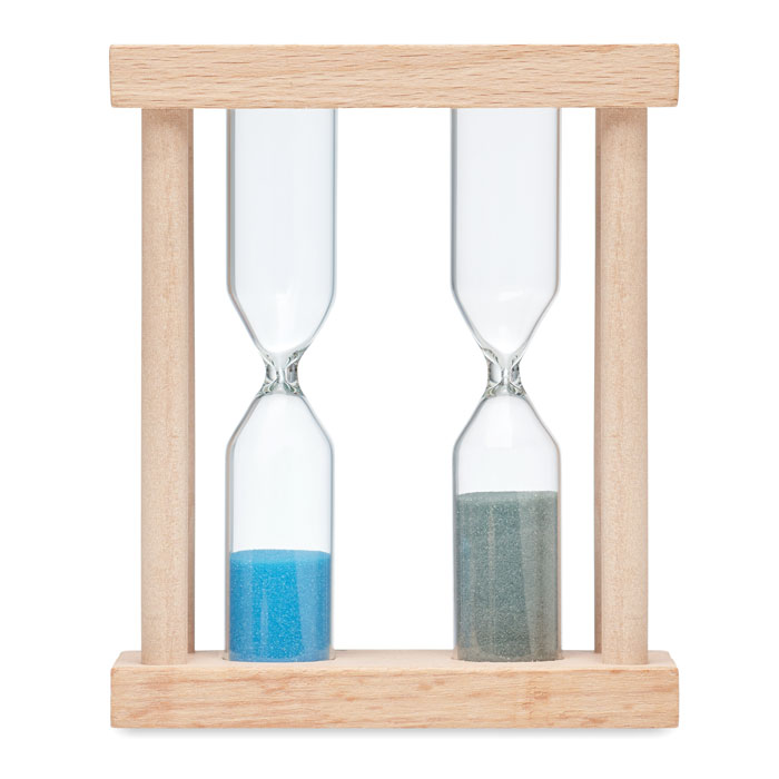 Dubbele-houten-zandloper-Douchetimer-3-5-minuten-bedrukken-beige