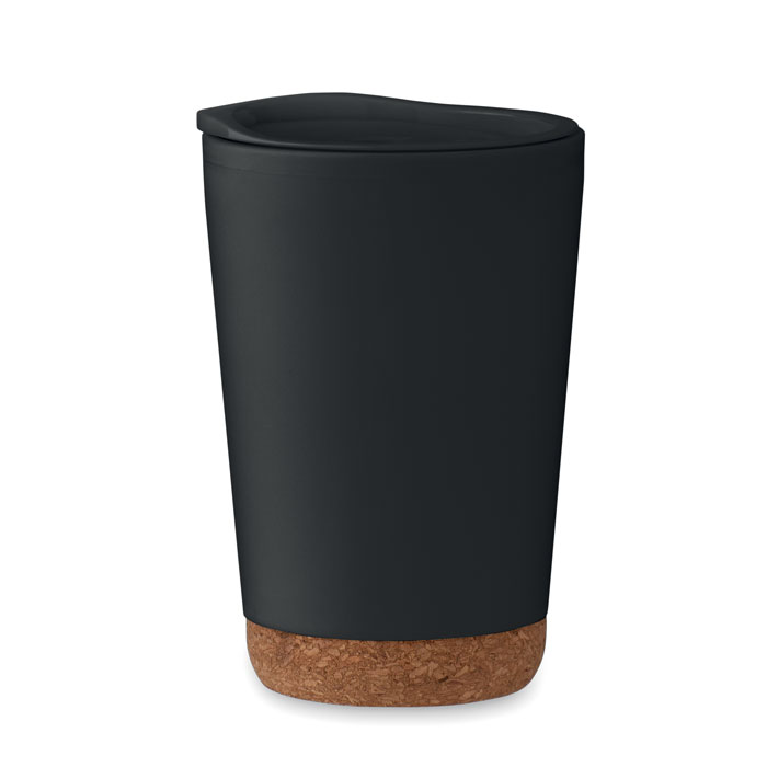 Kunststof-koffiebeker-met-schuifdeksel-Kurk-300-ml-bedrukken-zwart