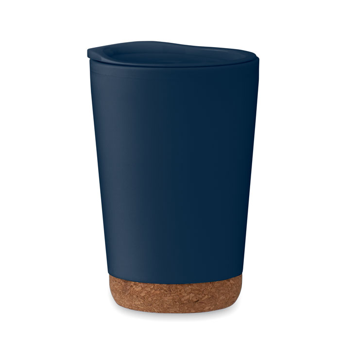Kunststof-koffiebeker-met-schuifdeksel-Kurk-300-ml-bedrukken-donkerblauw