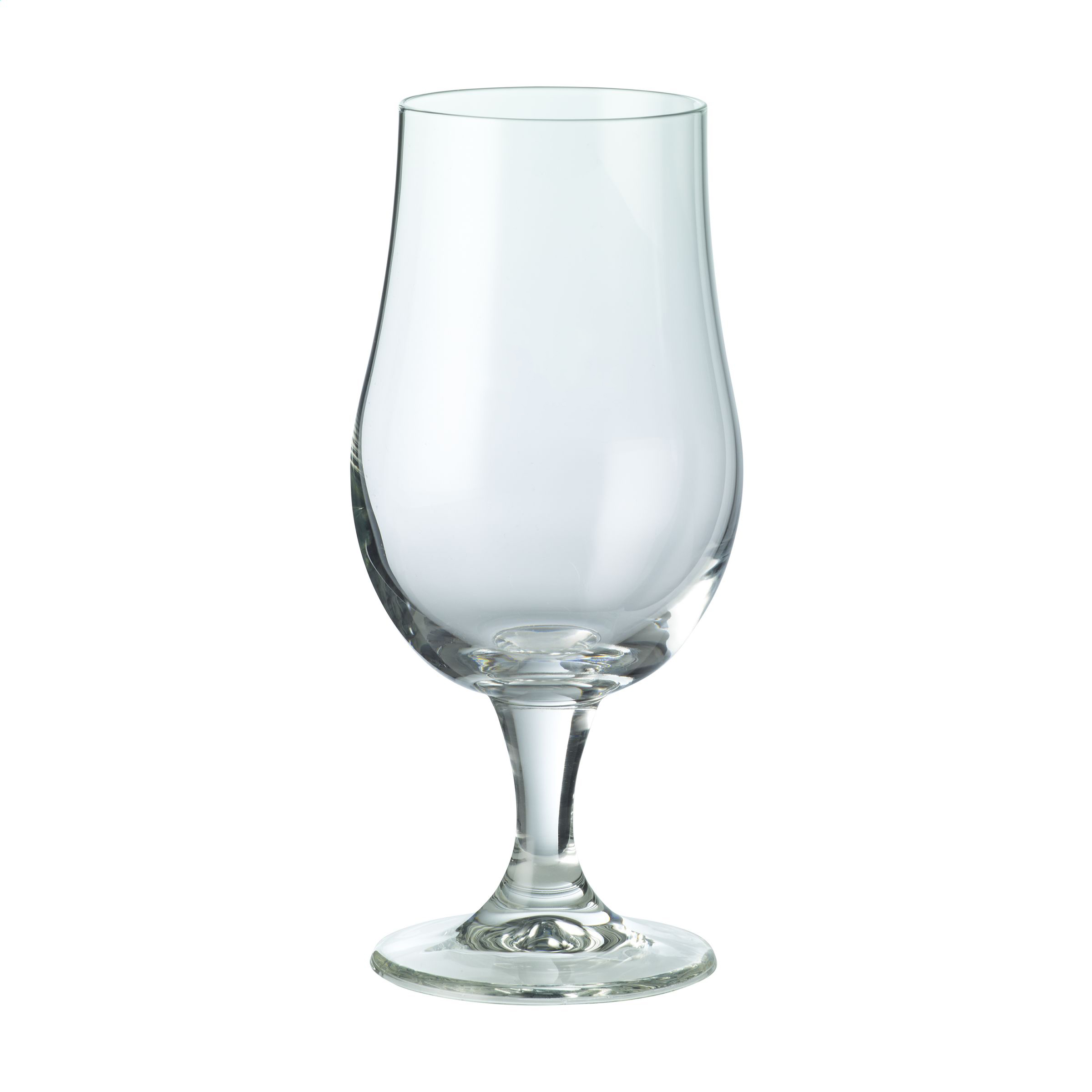 Bierglas-op-voet-Bolle-kelk-370-ml-bedrukken-transparant