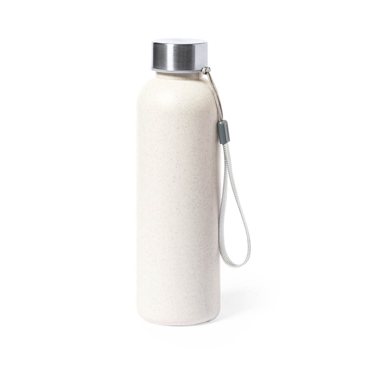 Waterfles-RVS-en-PE-Met-draagriem-600-ml-bedrukken-beige