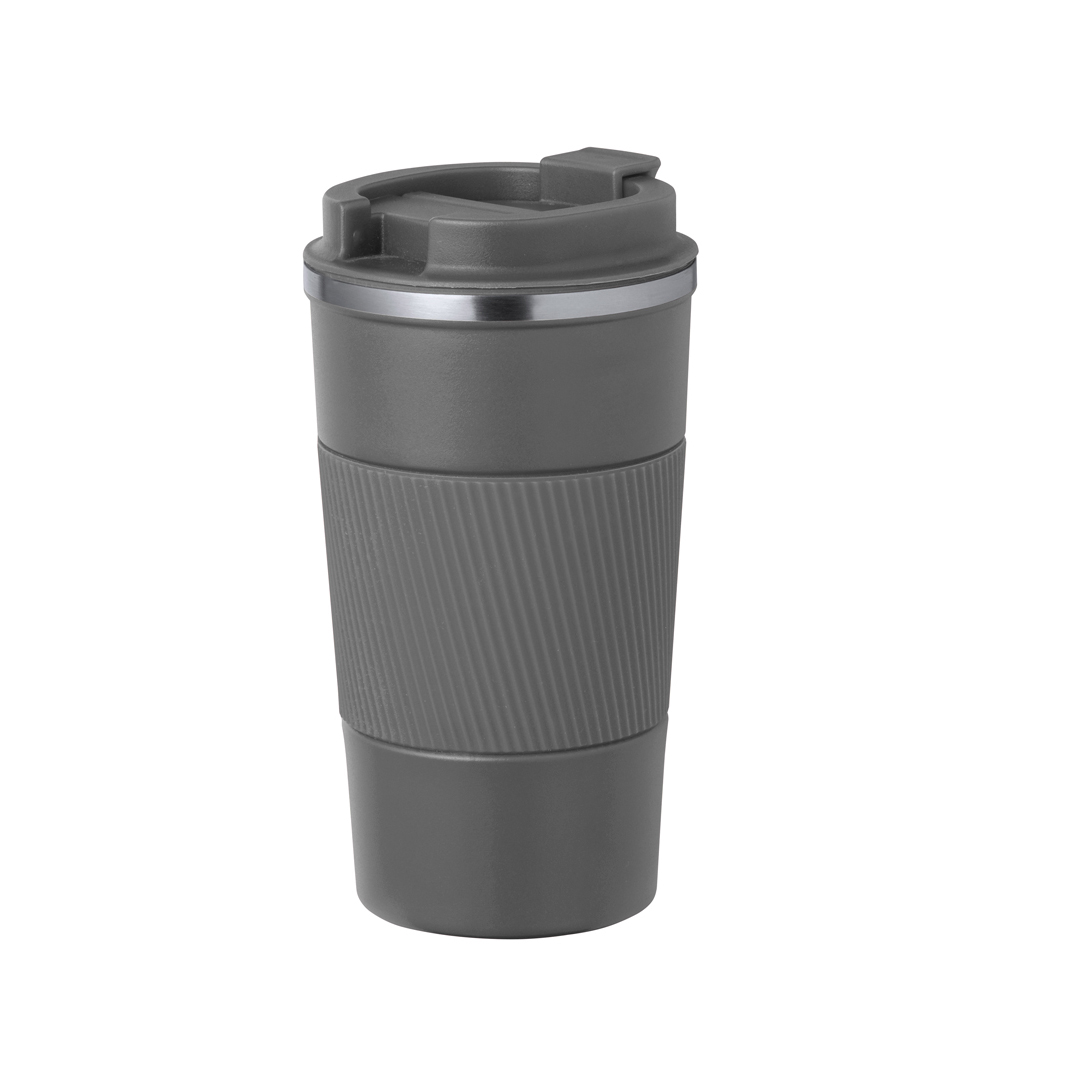 RVS-thermosbeker-Siliconen-grip-400-ml-bedrukken-grijs