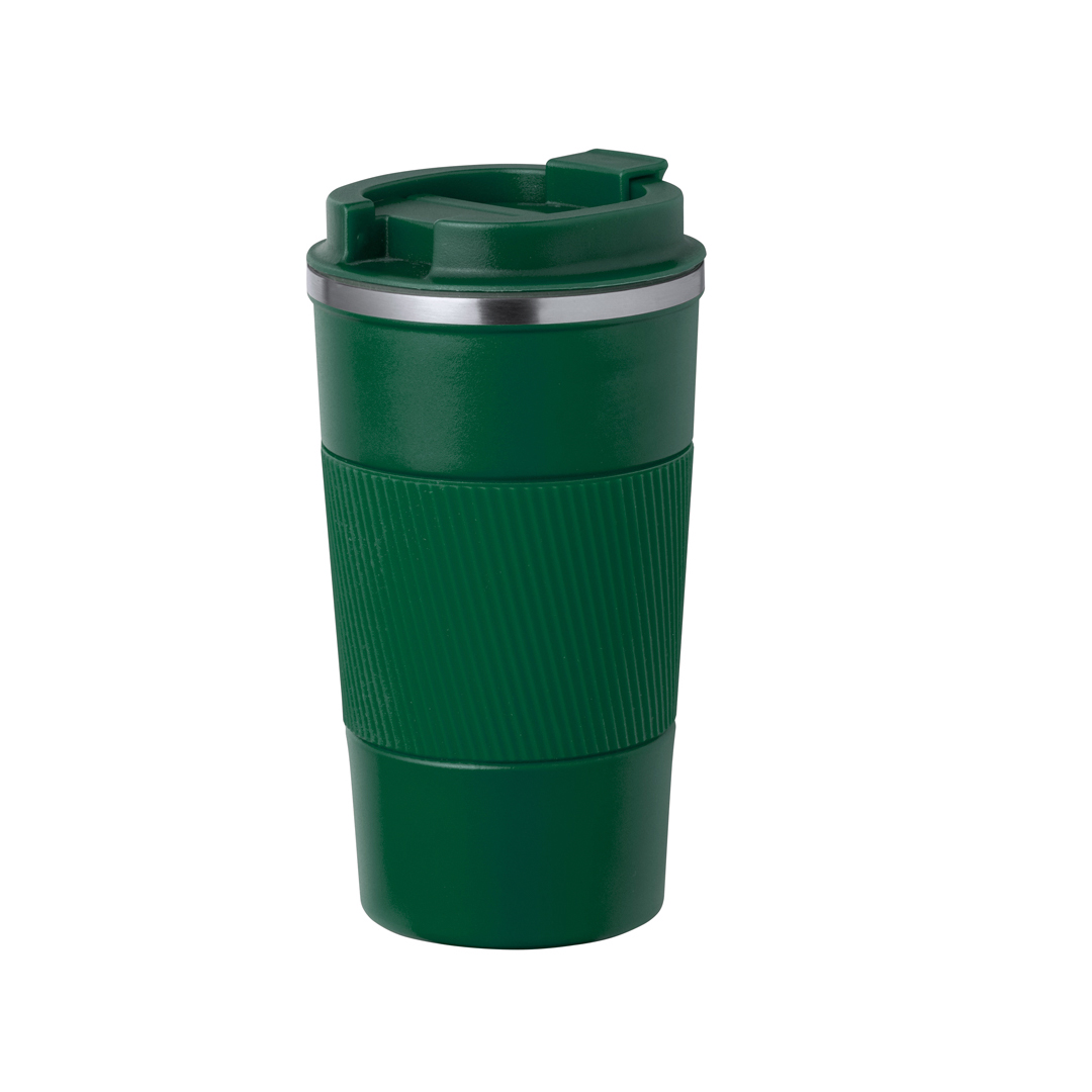 RVS-thermosbeker-Siliconen-grip-400-ml-bedrukken-groen