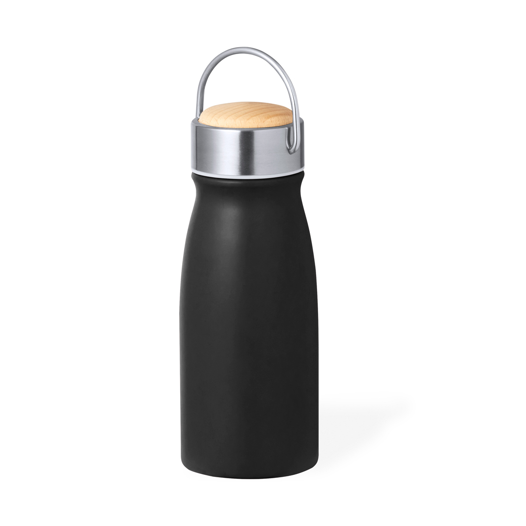 Thermosbeker-met-handvat-RVS-en-hout-350-ml-bedrukken-zwart