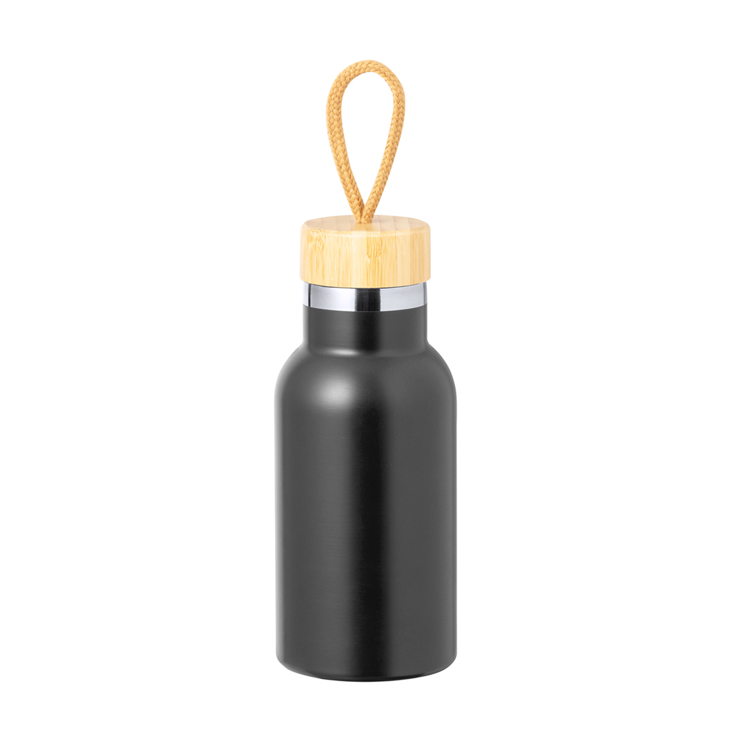Thermosbeker-met-draaglus-RVS-en-bamboe-350-ml-bedrukken-zwart