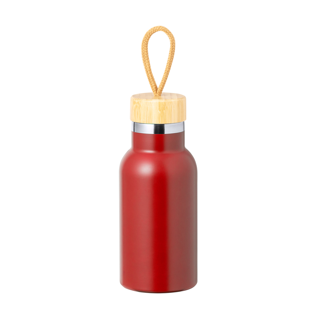 Thermosbeker-met-draaglus-RVS-en-bamboe-350-ml-bedrukken-rood