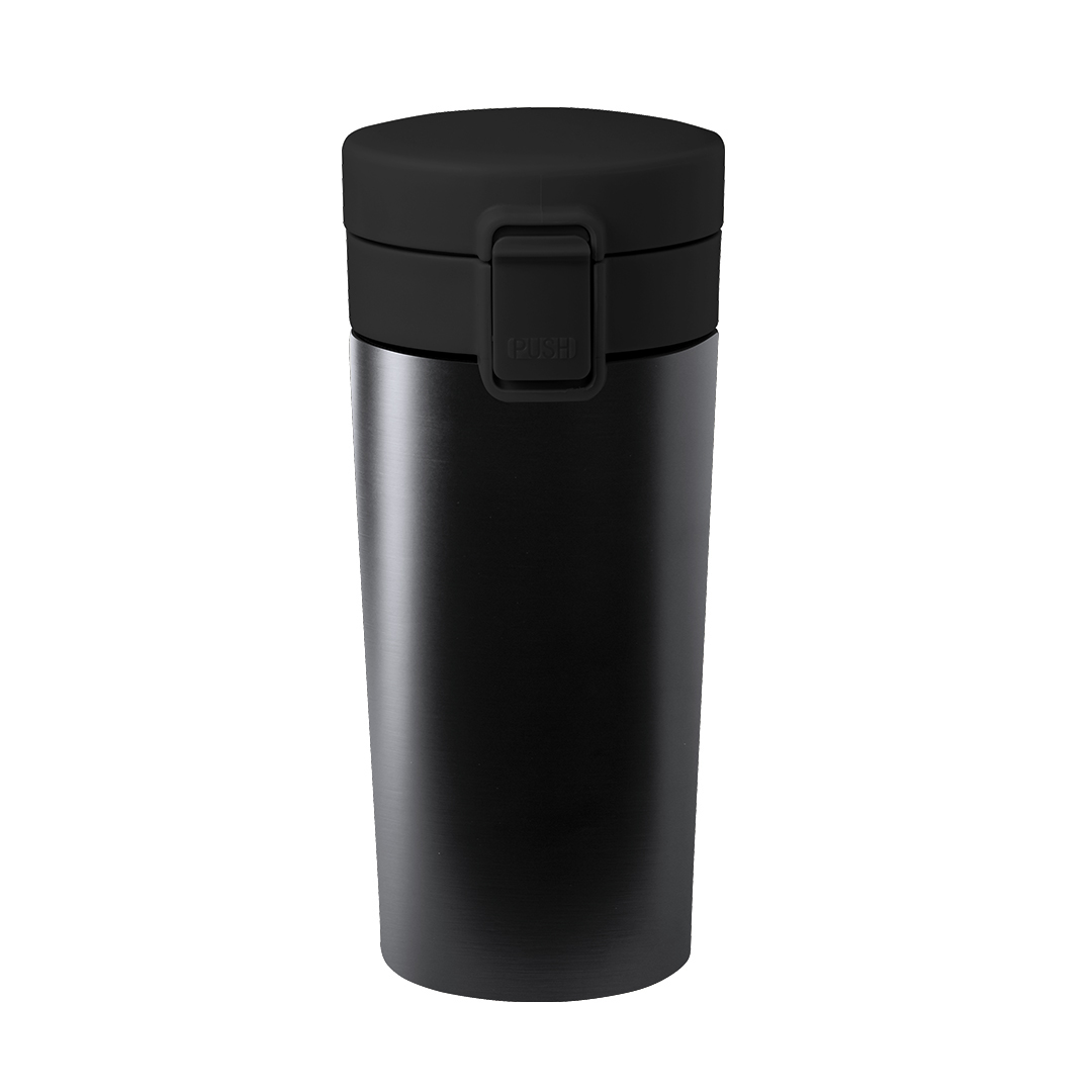 RVS-thermosbeker-met-druksluiting-380-ml-bedrukken-zwart