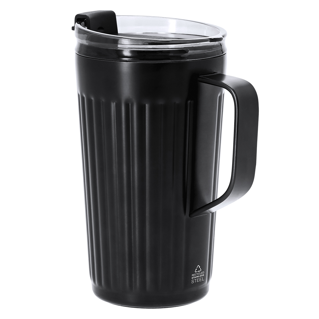 Metallic-thermosbeker-Gerecycled-RVS-350-ml-bedrukken-zwart