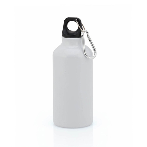 Aluminium-waterfles-met-karabijnhaak-400-ml-bedrukken-wit