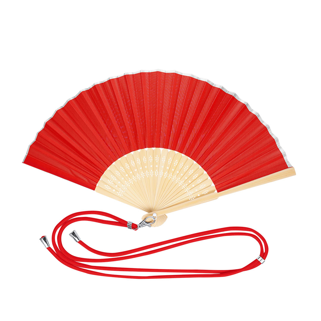 Basic-waaier-Bamboe-handvat-Met-koord-bedrukken-rood