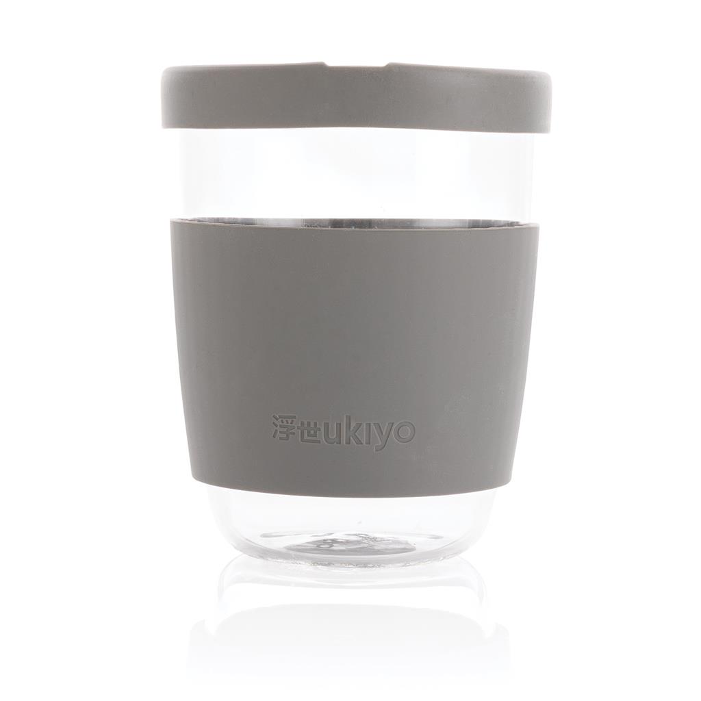 Ukiyo-koffiebeker-met-siliconen-deksel-360-ml-bedrukken-grijs