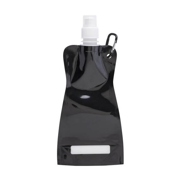 Opvouwbare-waterzak-met-karabijnhaak-420-ml-bedrukken-zwart