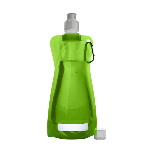 Opvouwbare-waterzak-met-karabijnhaak-420-ml-bedrukken-lichtgroen