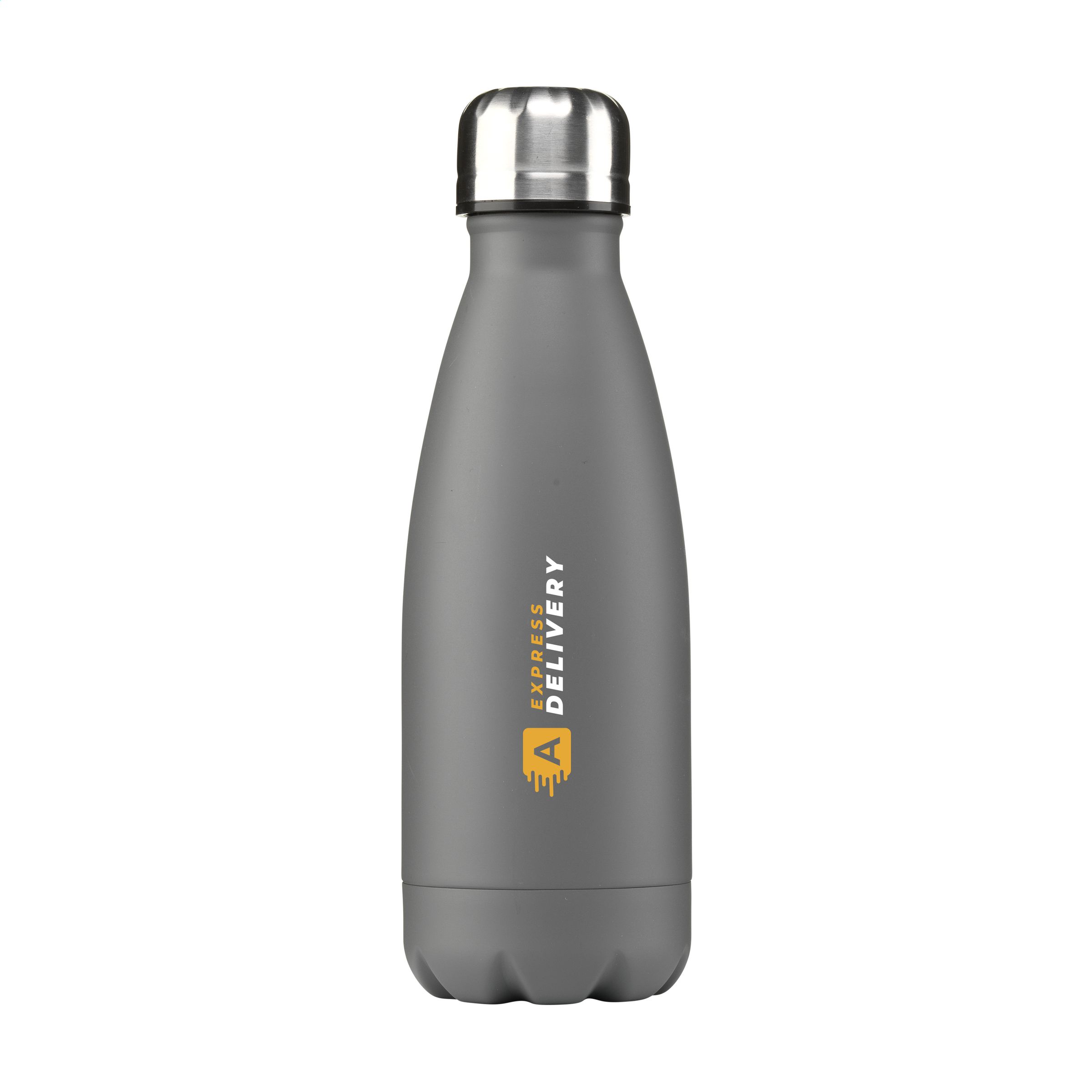 Waterfles-met-zilveren-dop-Gerecycled-RVS-500-ml-bedrukken-grijs