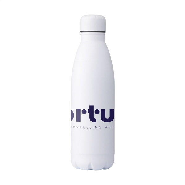 Dubbelwandige-thermosfles-mat-Gerecycled-RVS-500-ml-bedrukken-wit