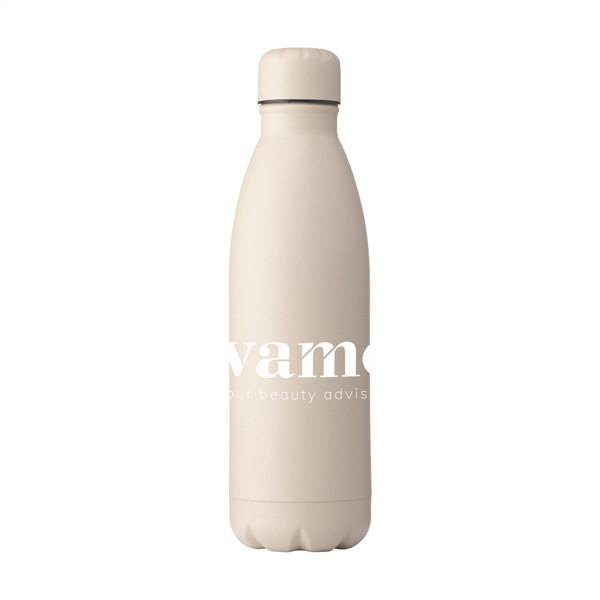Dubbelwandige-thermosfles-mat-Gerecycled-RVS-500-ml-bedrukken-beige
