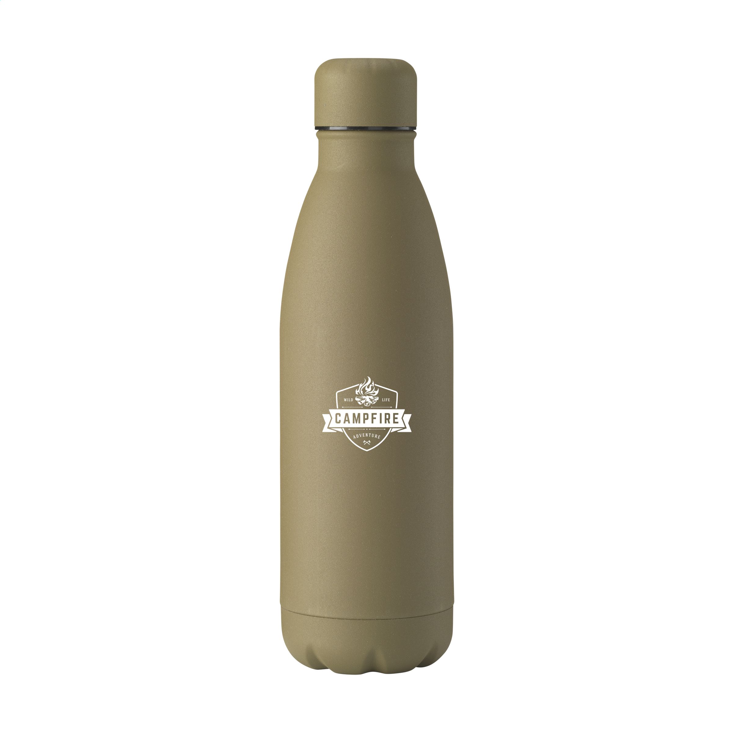 Dubbelwandige-thermosfles-mat-Gerecycled-RVS-500-ml-bedrukken-bruin