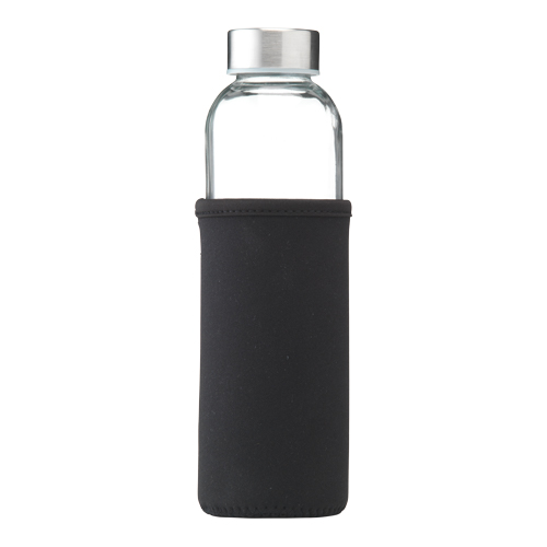 Glazen-drinkfles-met-hoes-Neopreen-500-ml-bedrukken-zwart