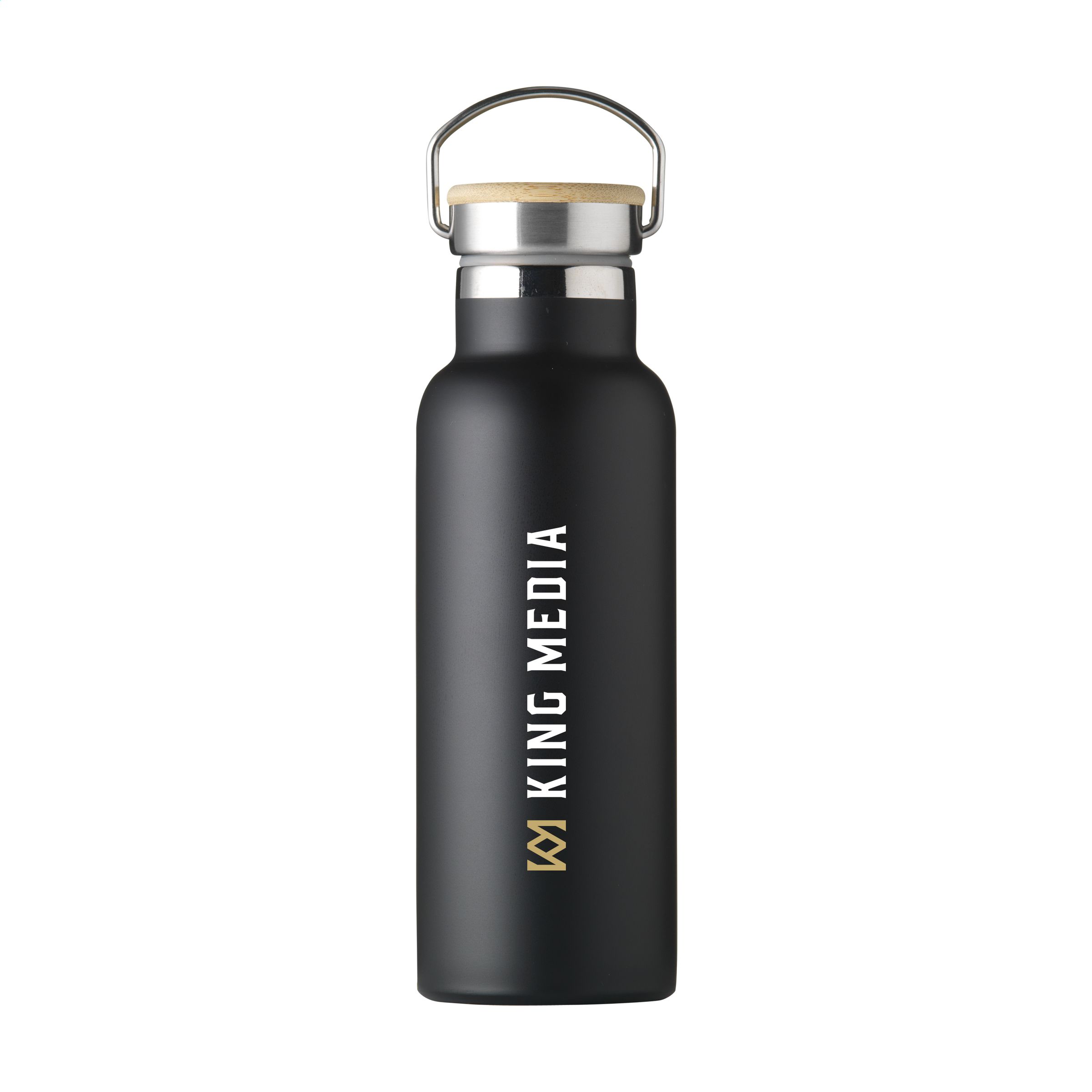 Thermosfles-met-handvat-Gerecycled-RVSbamboe-500-ml-bedrukken-zwart