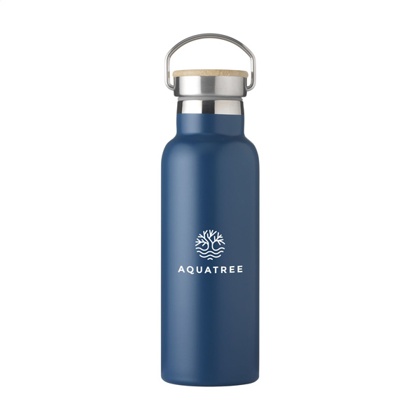Thermosfles-met-handvat-Gerecycled-RVSbamboe-500-ml-bedrukken-blauw