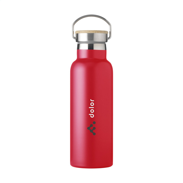 Thermosfles-met-handvat-Gerecycled-RVSbamboe-500-ml-bedrukken-rood