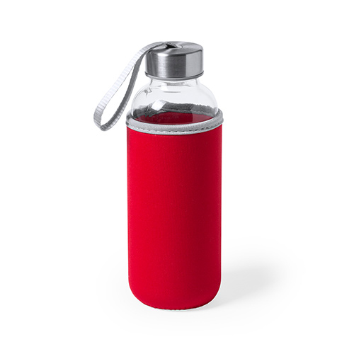 Glazen-fles-Kaspi-Met-hoes-420-ml-bedrukken-rood