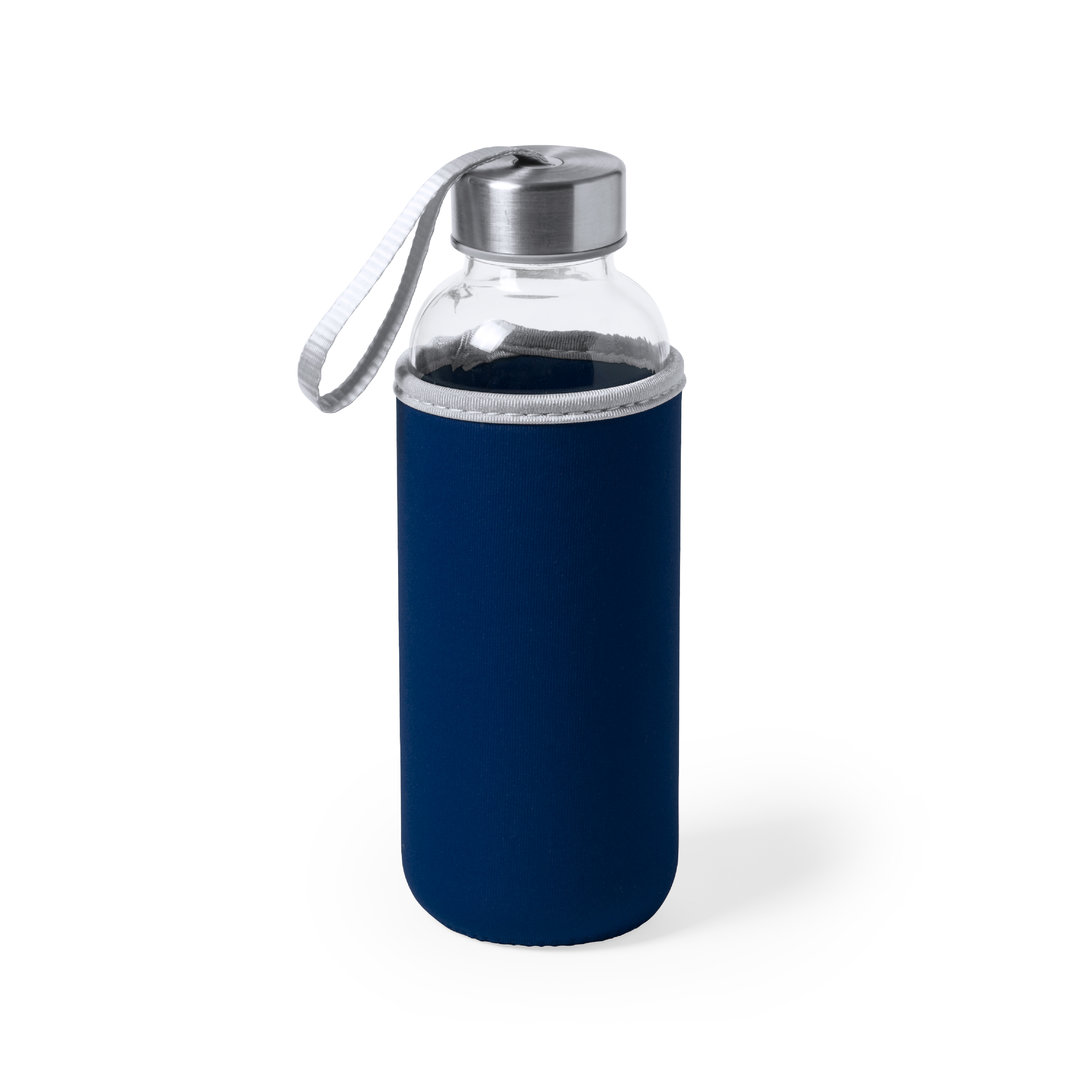 Glazen-fles-Kaspi-Met-hoes-420-ml-bedrukken-donkerblauw