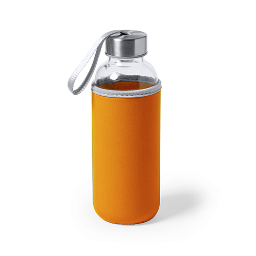 Glazen-fles-Kaspi-Met-hoes-420-ml-bedrukken-oranje