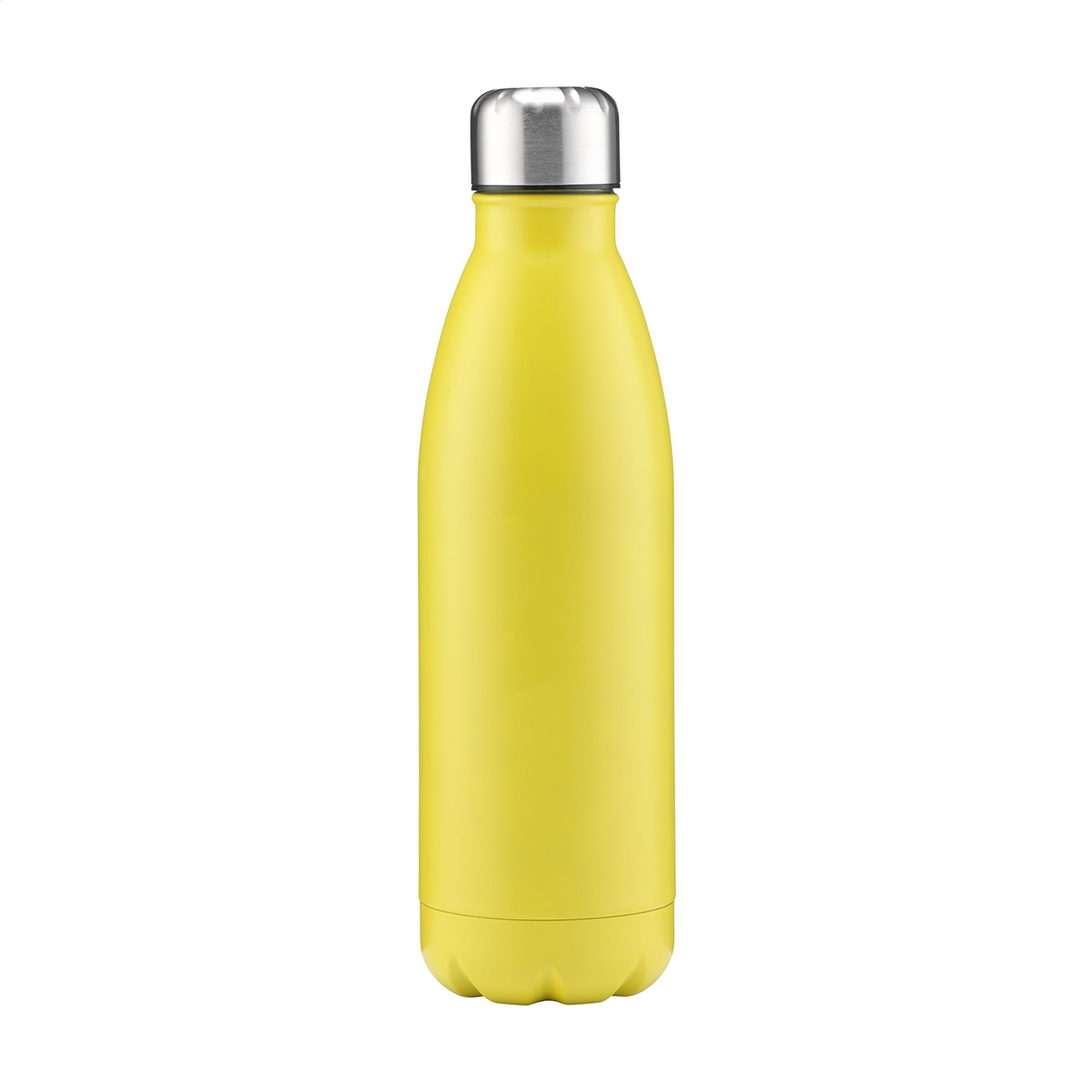 Waterfles-met-zilveren-schroefdop-Mat-RVS-750-ml-bedrukken-geel