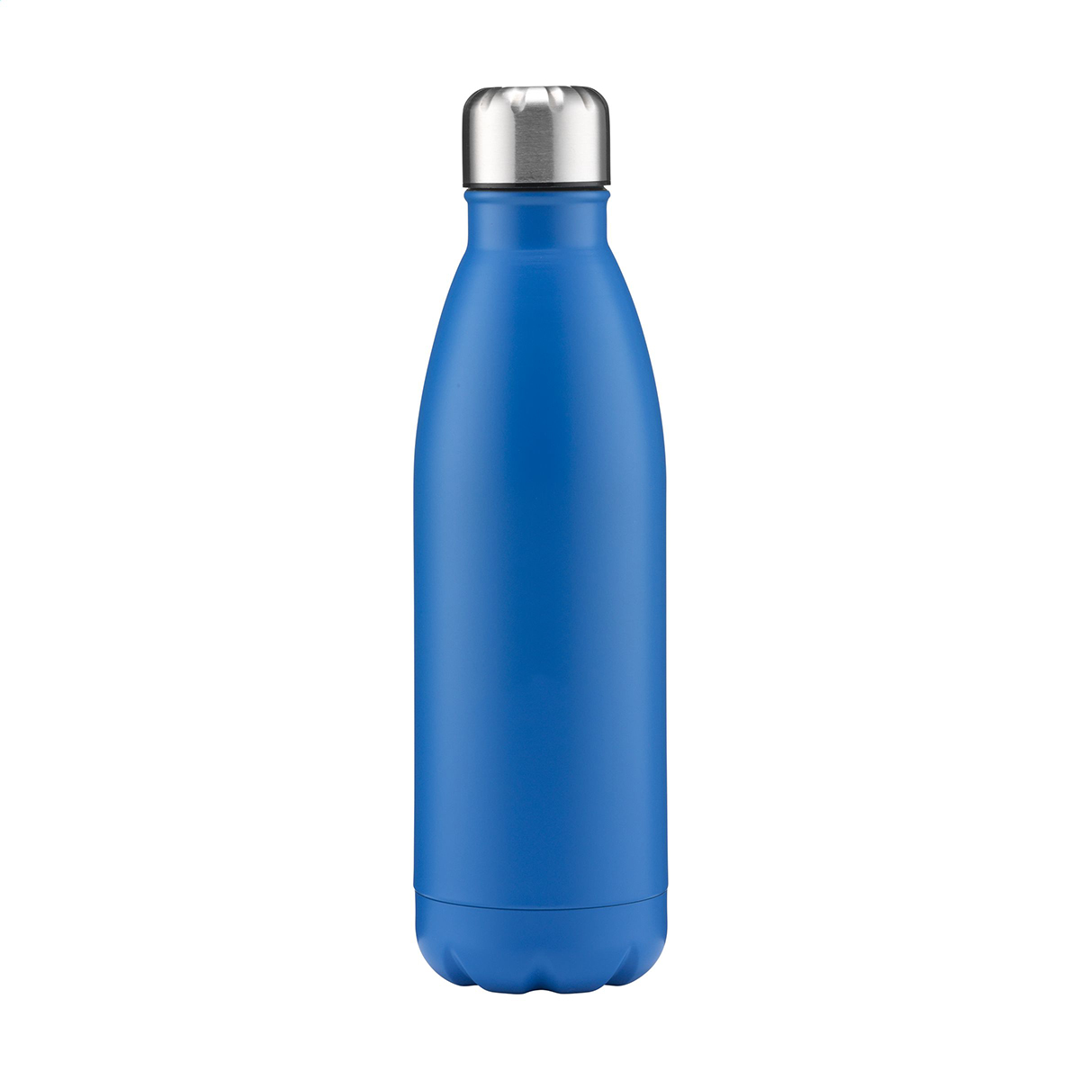 Waterfles-met-zilveren-schroefdop-Mat-RVS-750-ml-bedrukken-blauw