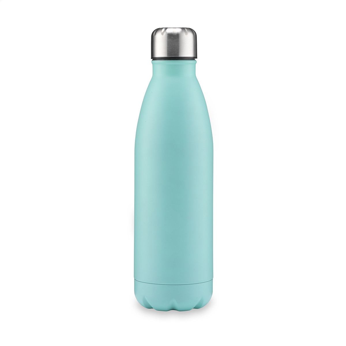 Waterfles-met-zilveren-schroefdop-Mat-RVS-750-ml-bedrukken-lichtblauw