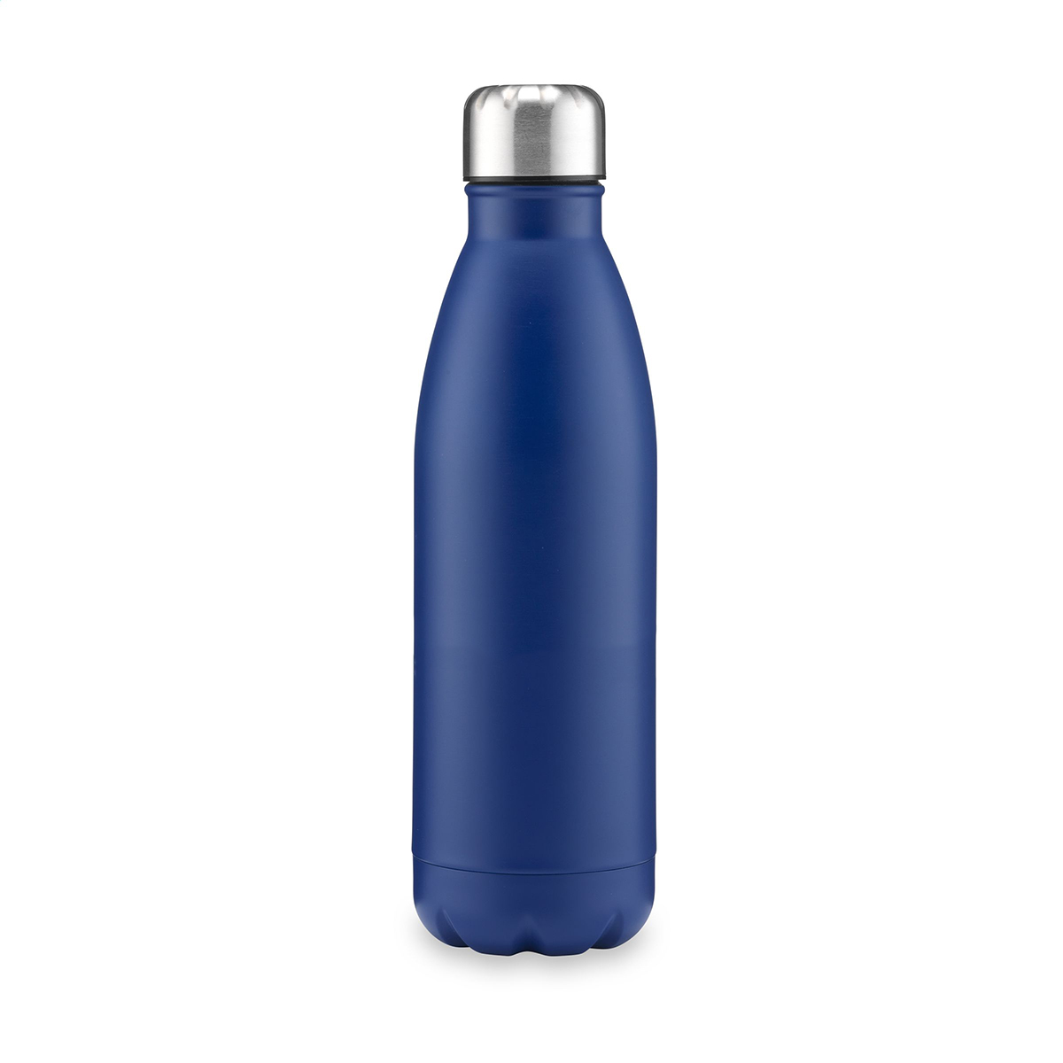 Waterfles-met-zilveren-schroefdop-Mat-RVS-750-ml-bedrukken-donkerblauw