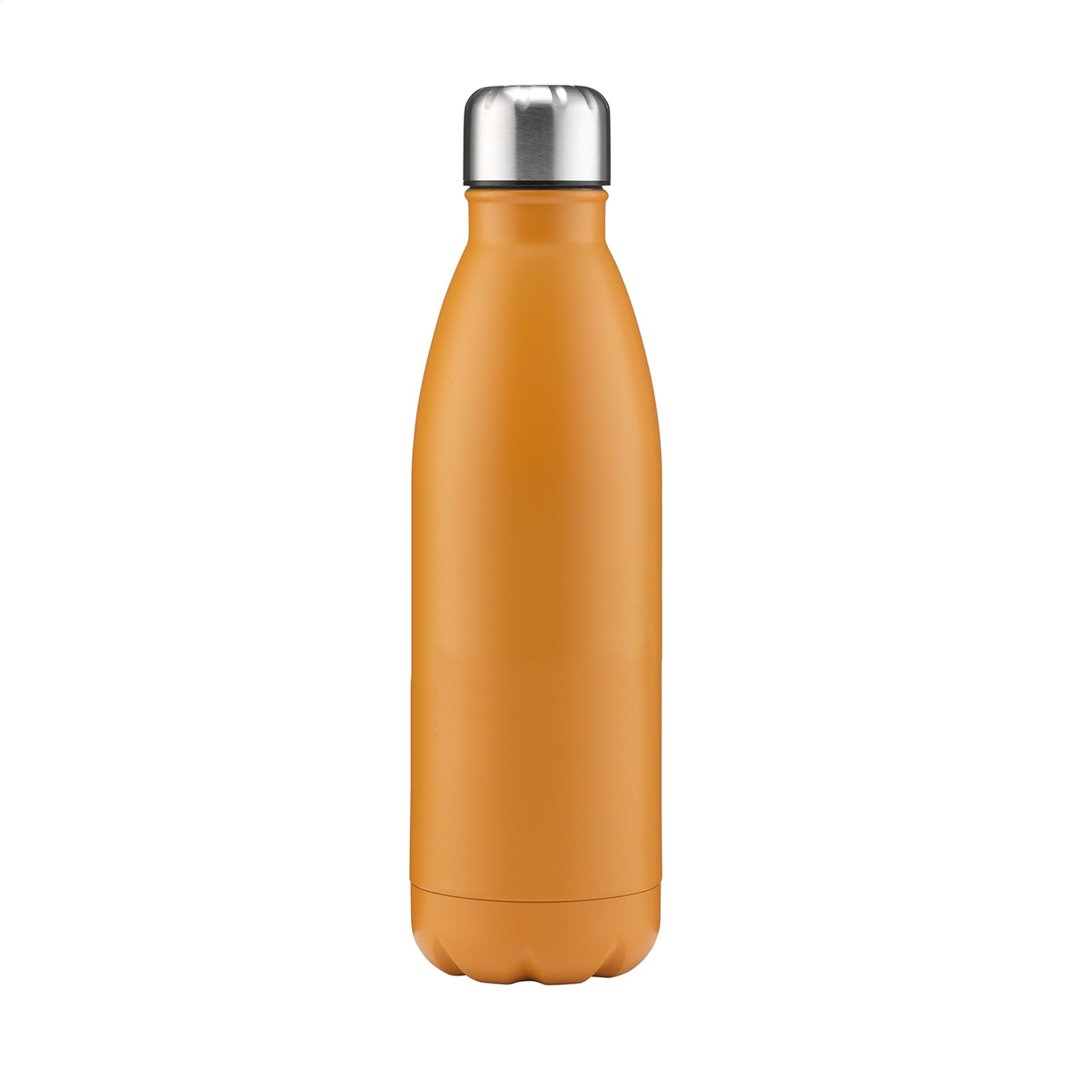 Waterfles-met-zilveren-schroefdop-Mat-RVS-750-ml-bedrukken-oranje
