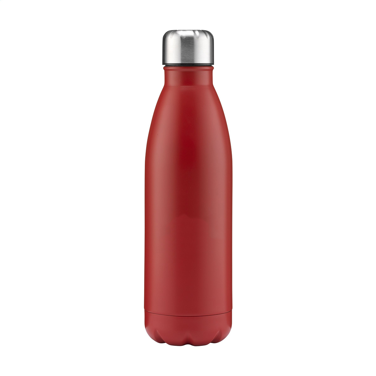 Waterfles-met-zilveren-schroefdop-Mat-RVS-750-ml-bedrukken-rood
