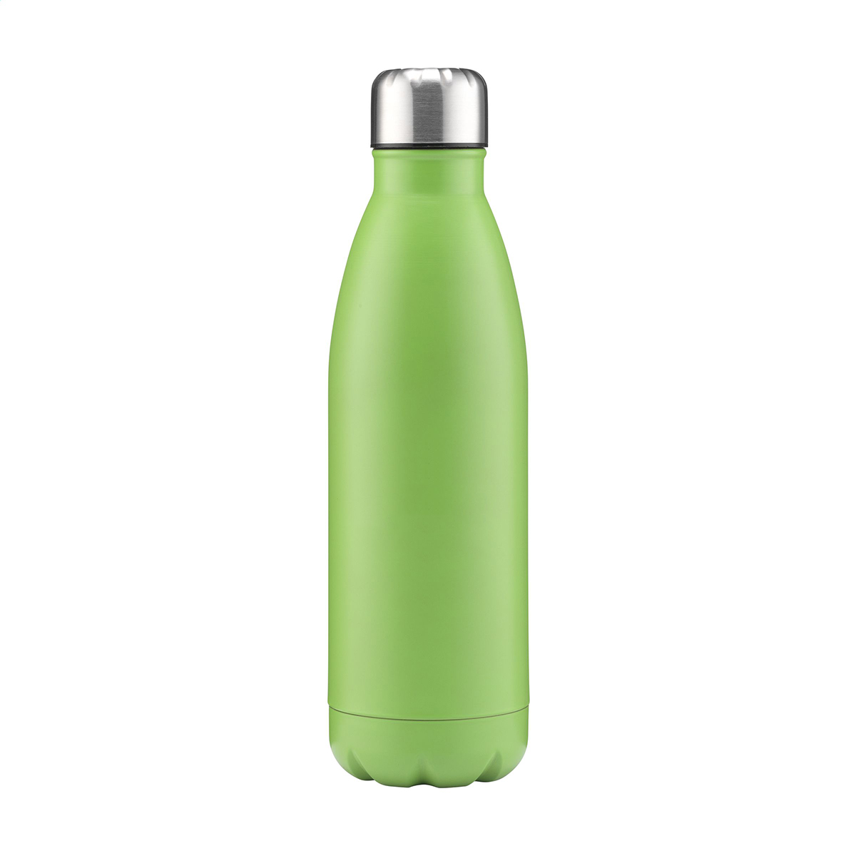 Waterfles-met-zilveren-schroefdop-Mat-RVS-750-ml-bedrukken-groen