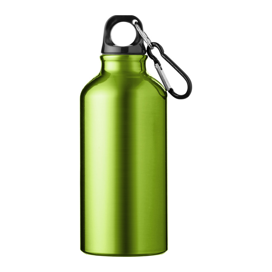 Bidon-met-karabijnhaak-Gerecycled-RVS-400-ml-bedrukken-groen