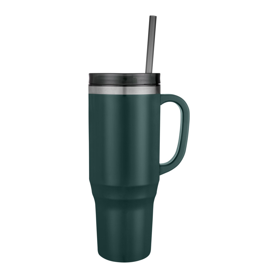 Thermosbeker-met-rietje-Gerecycled-RVS-12L-bedrukken-donkergroen