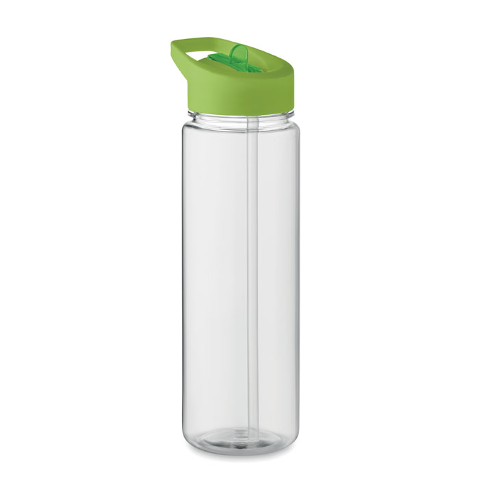 Transparante-waterfles-met-rietje-RPET-650-ml-bedrukken-groen