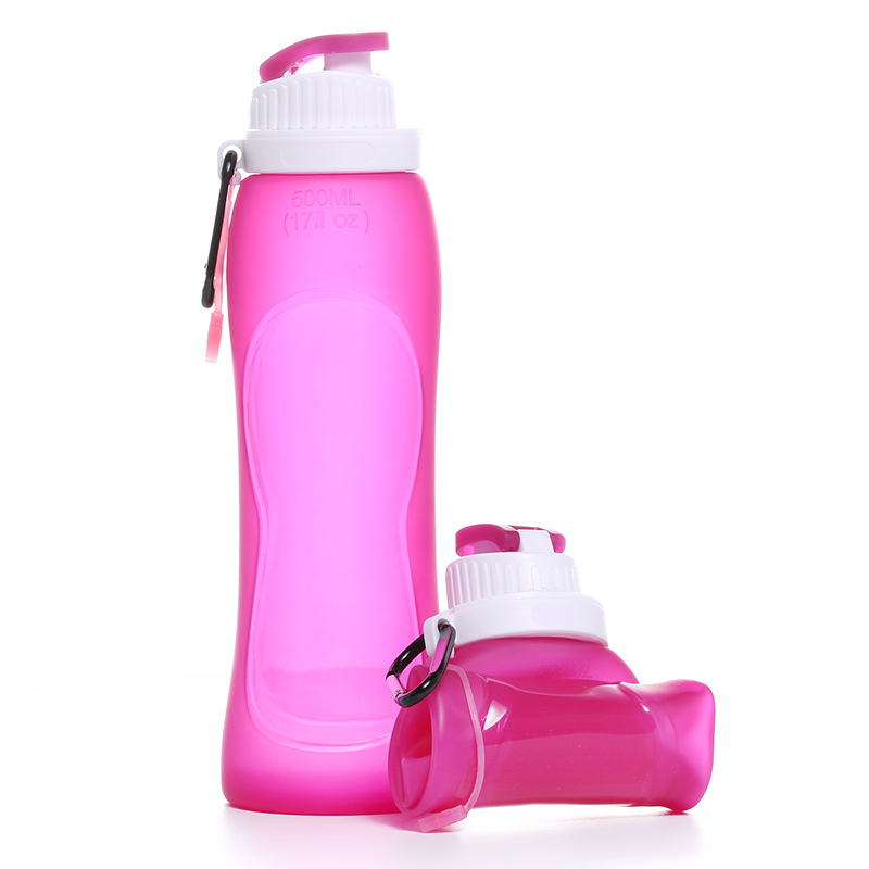 Duradis-opvouwbare-waterfles-Siliconen-500-ml-bedrukken-roze